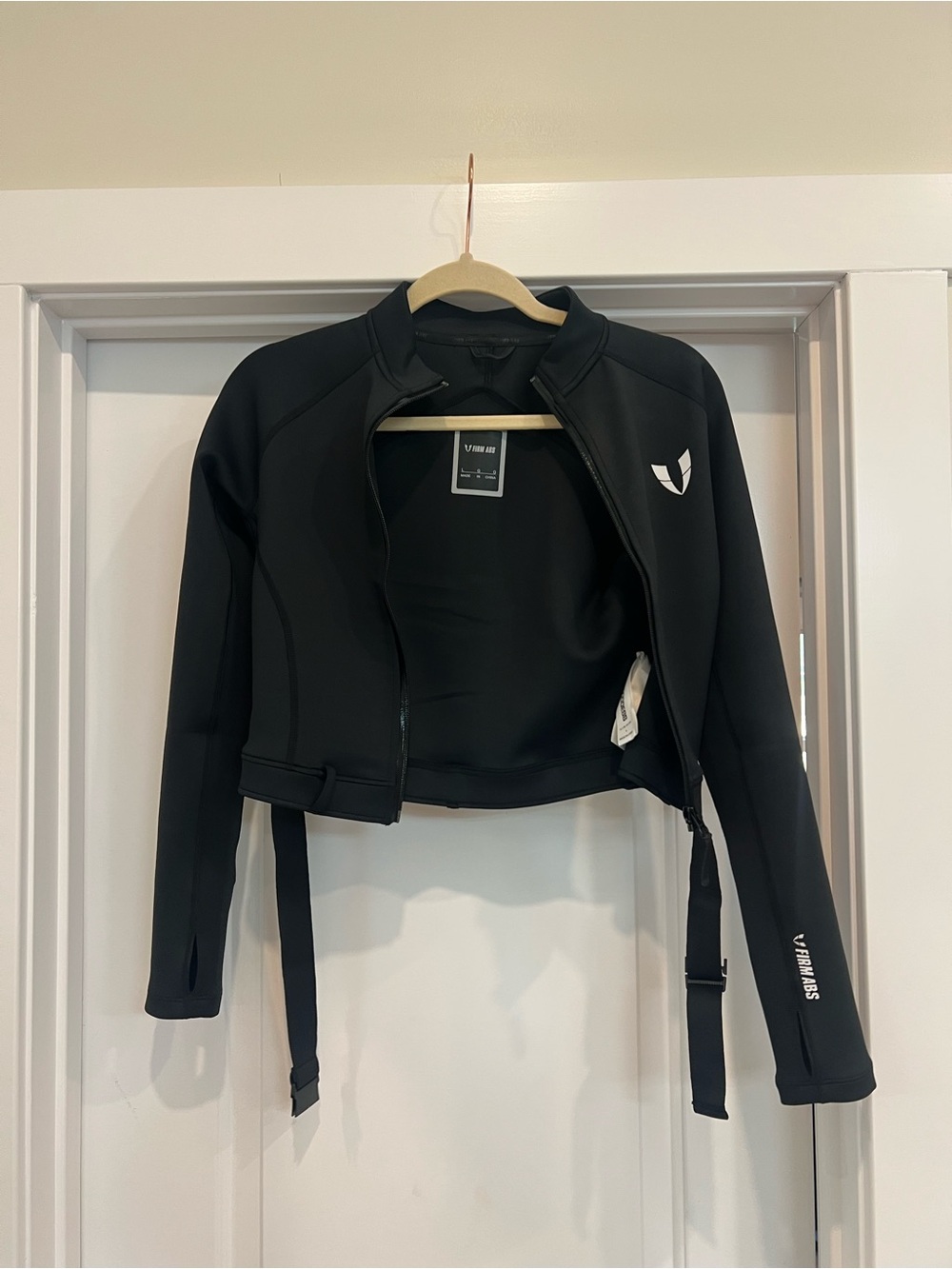 Black Women's Cropped Neoprene Jacket